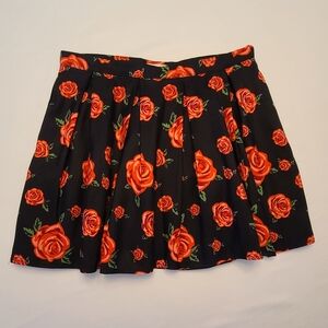 Elegant Black Skirt with Red Floral Design